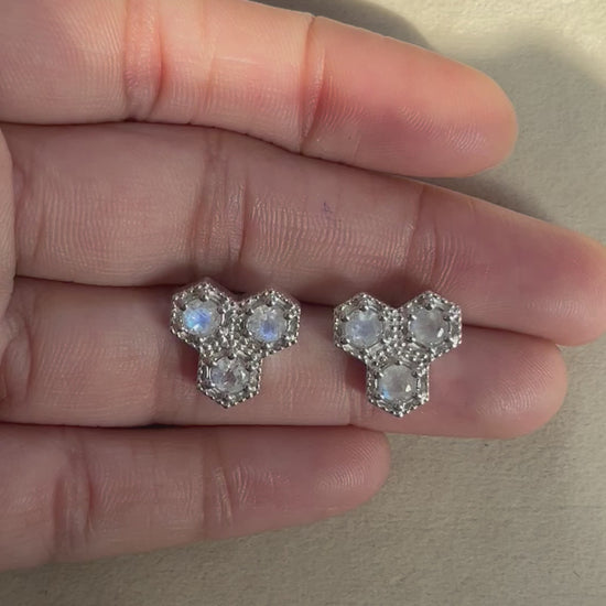 Sliver Handmade Honeycomb Stud (small)5