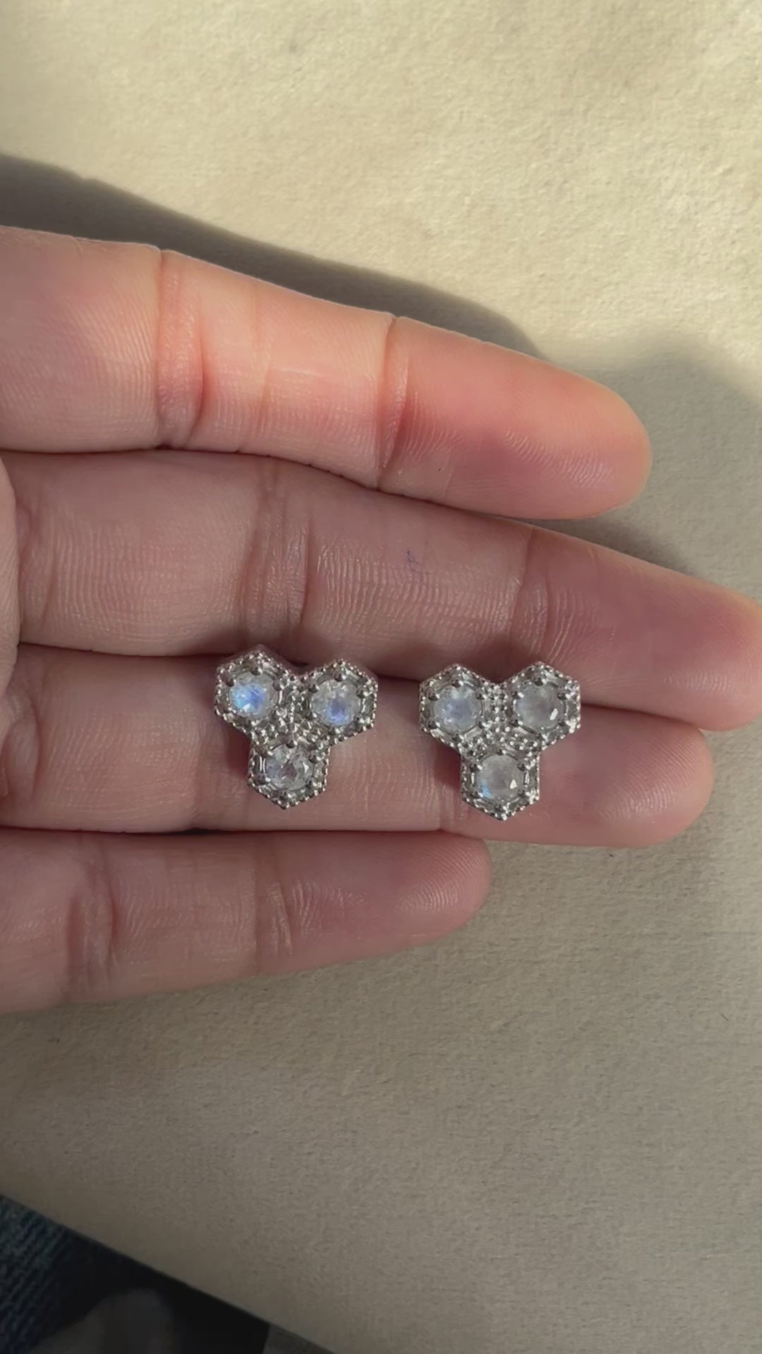 Sliver Handmade Honeycomb Stud (small)5