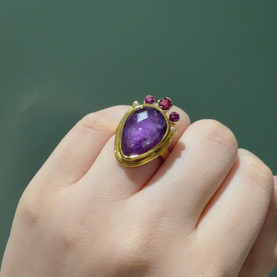 Handmade pear amethyst ring5