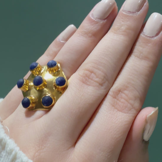 Handmade Natural Hexagon Sodalite Ring