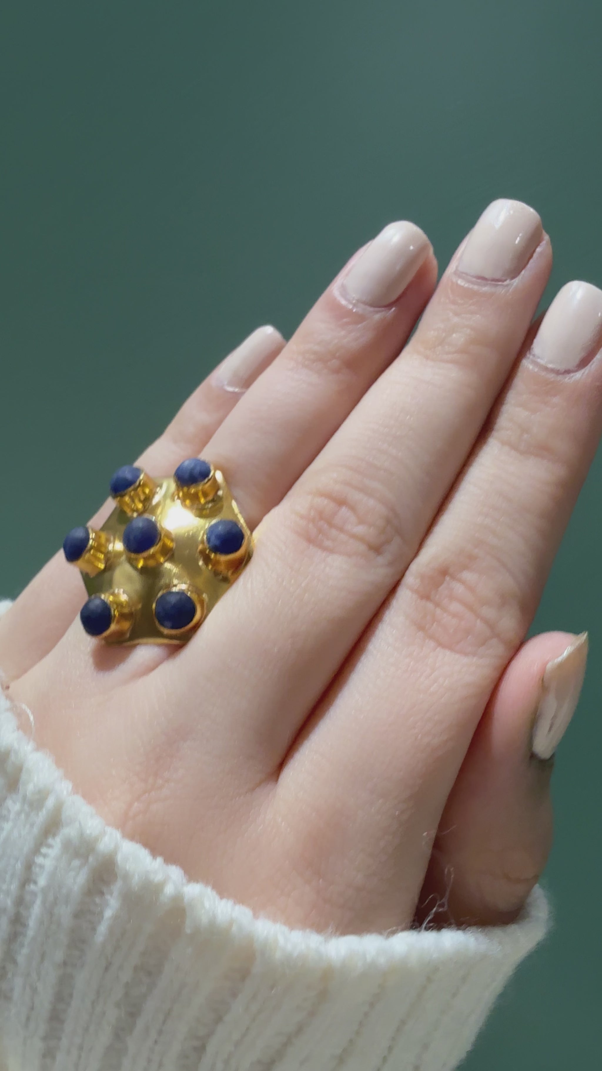 Handmade Natural Hexagon Sodalite Ring