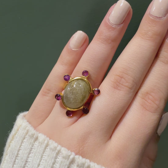 Handmade oval golden rutilated quartz ring6