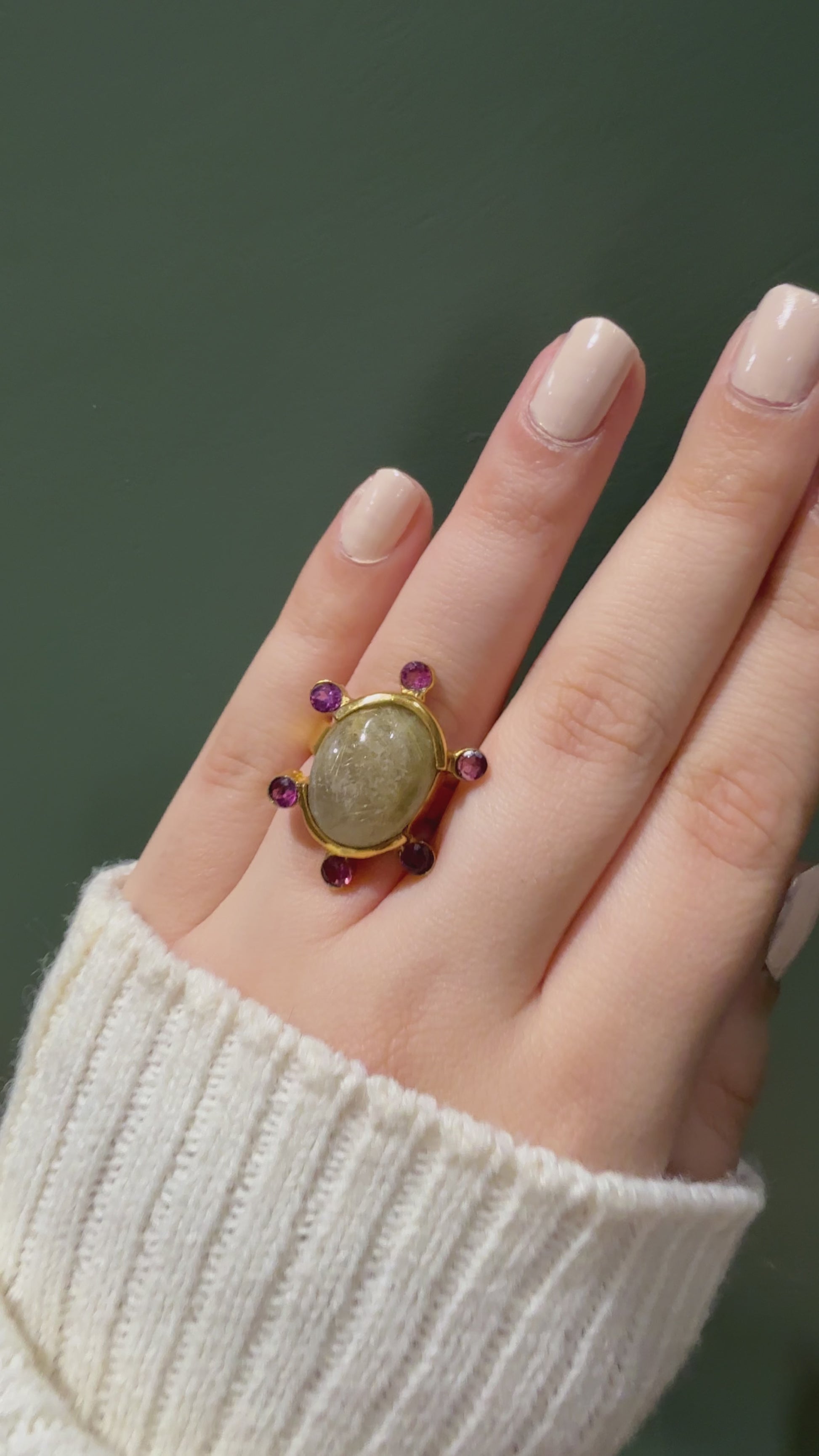 Handmade oval golden rutilated quartz ring6