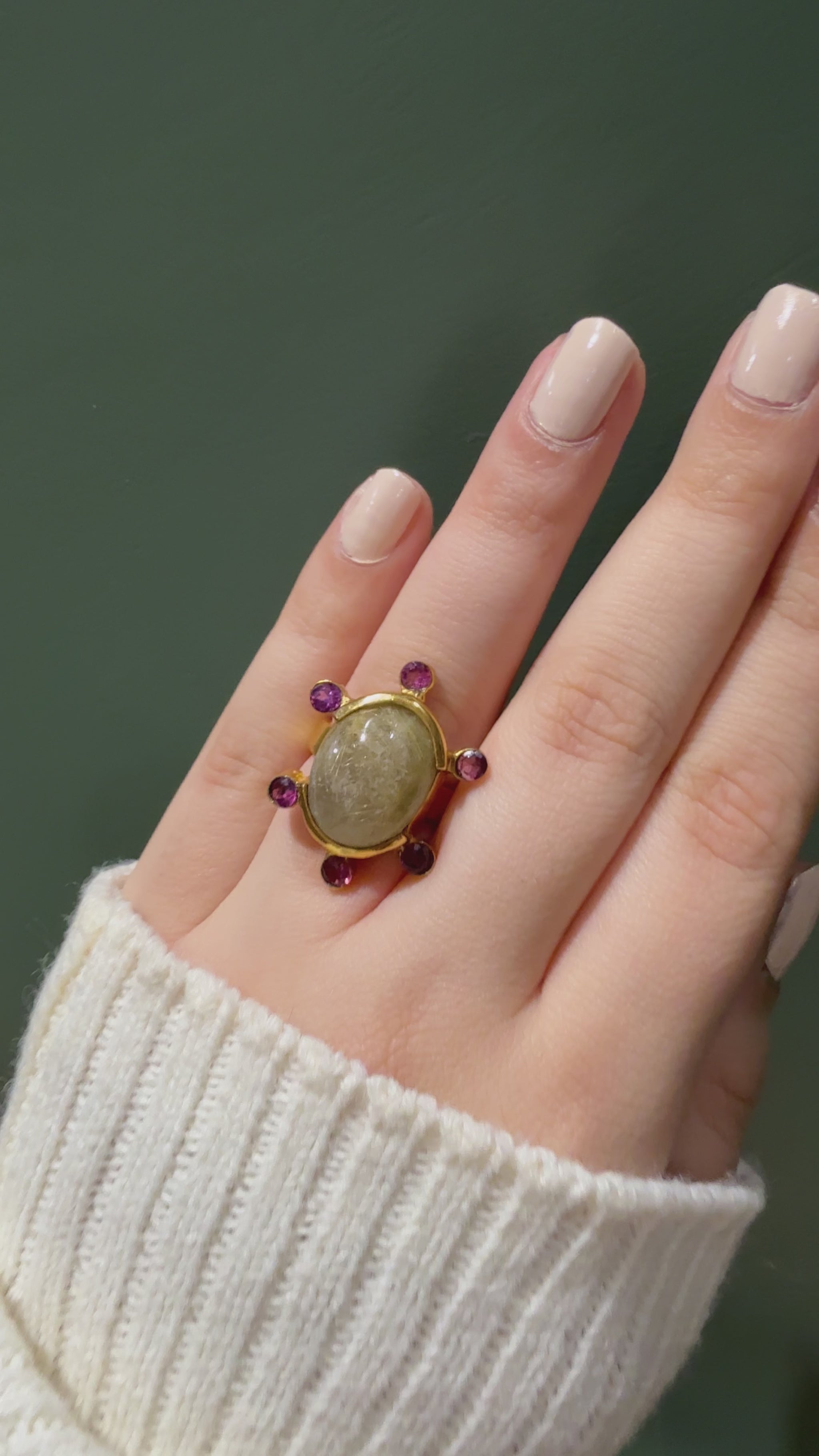 Handmade oval golden rutilated quartz ring6