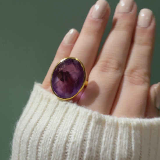 handmade Checker cut oval amethyst