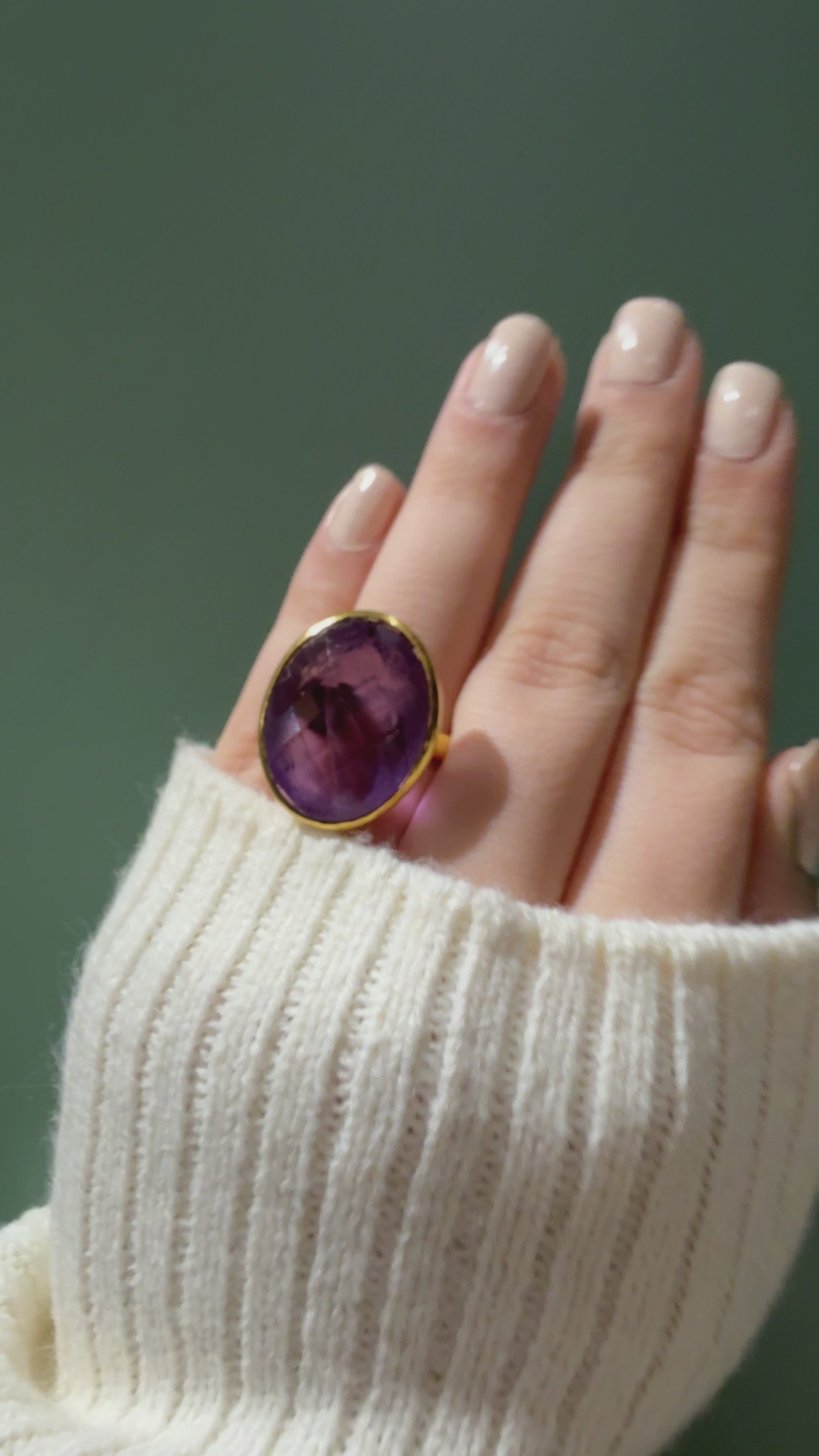 handmade Checker cut oval amethyst