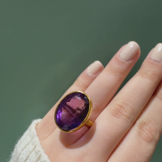 handmade Checker cut oval amethyst1