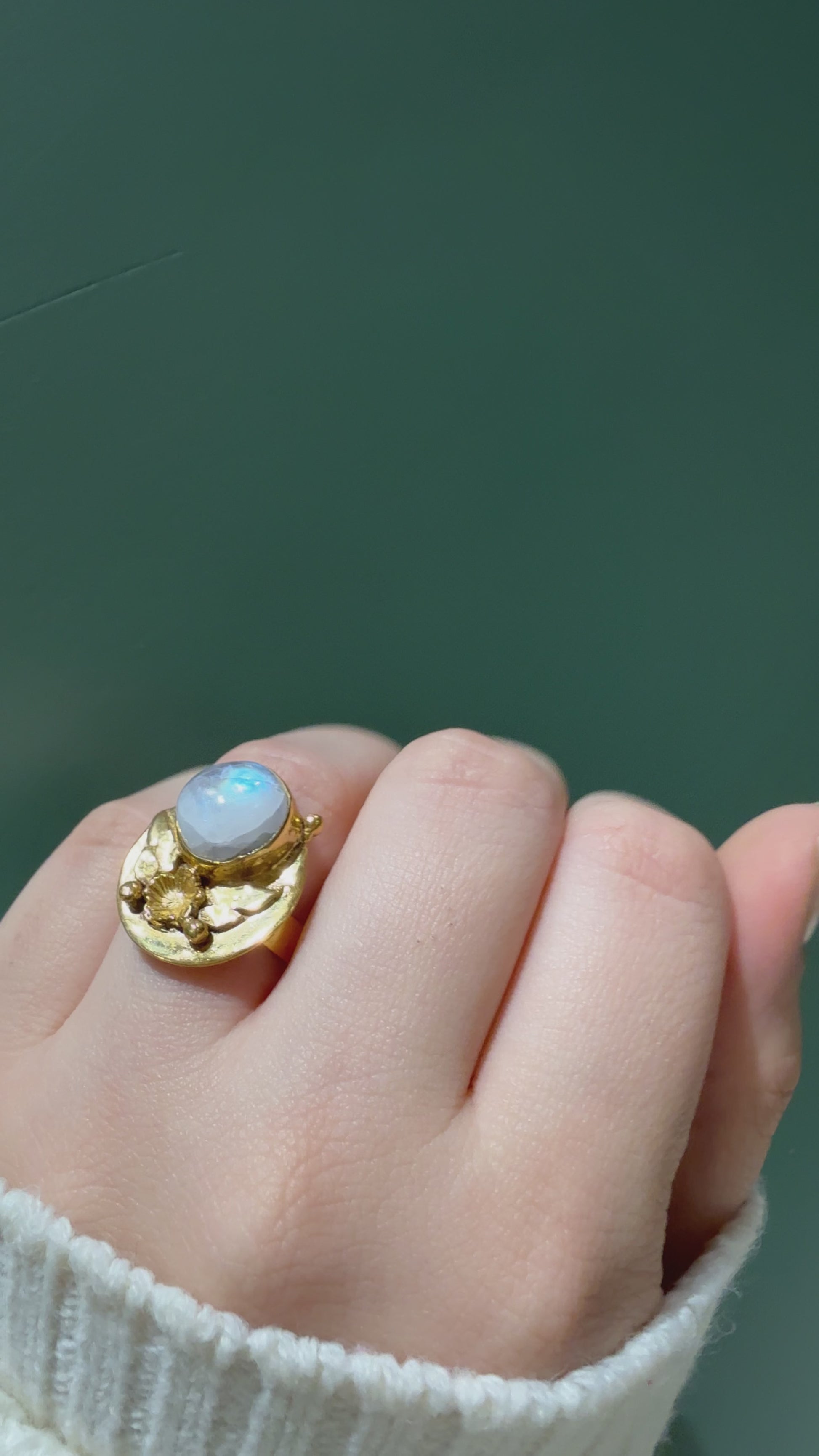 Handmade Floral moonstone ring