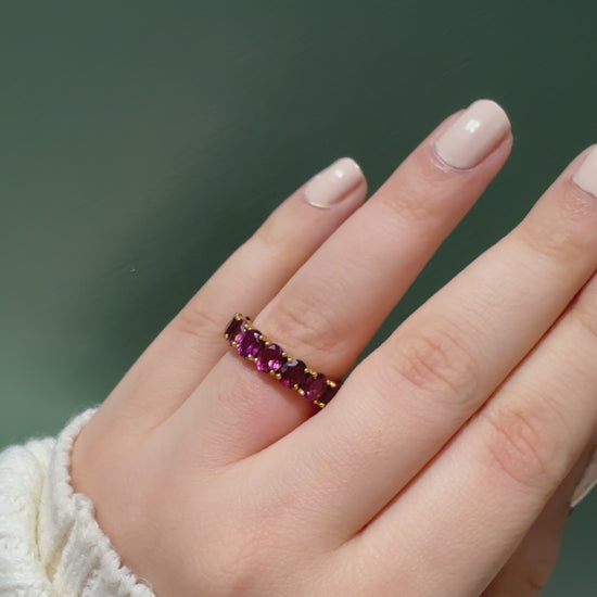 Handmade Rhodolite Oval Eternity Band Ring6