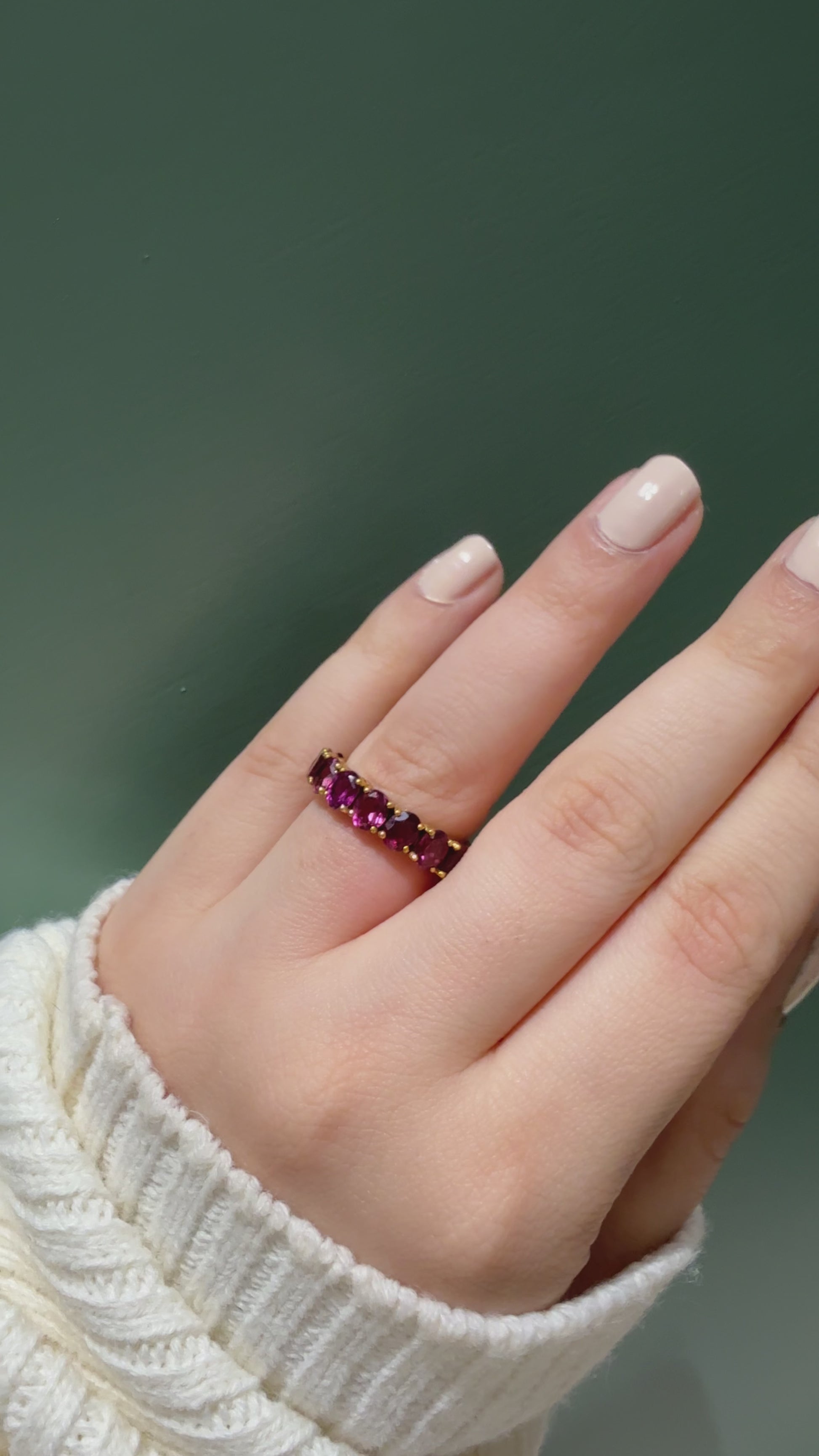 Handmade Rhodolite Oval Eternity Band Ring6