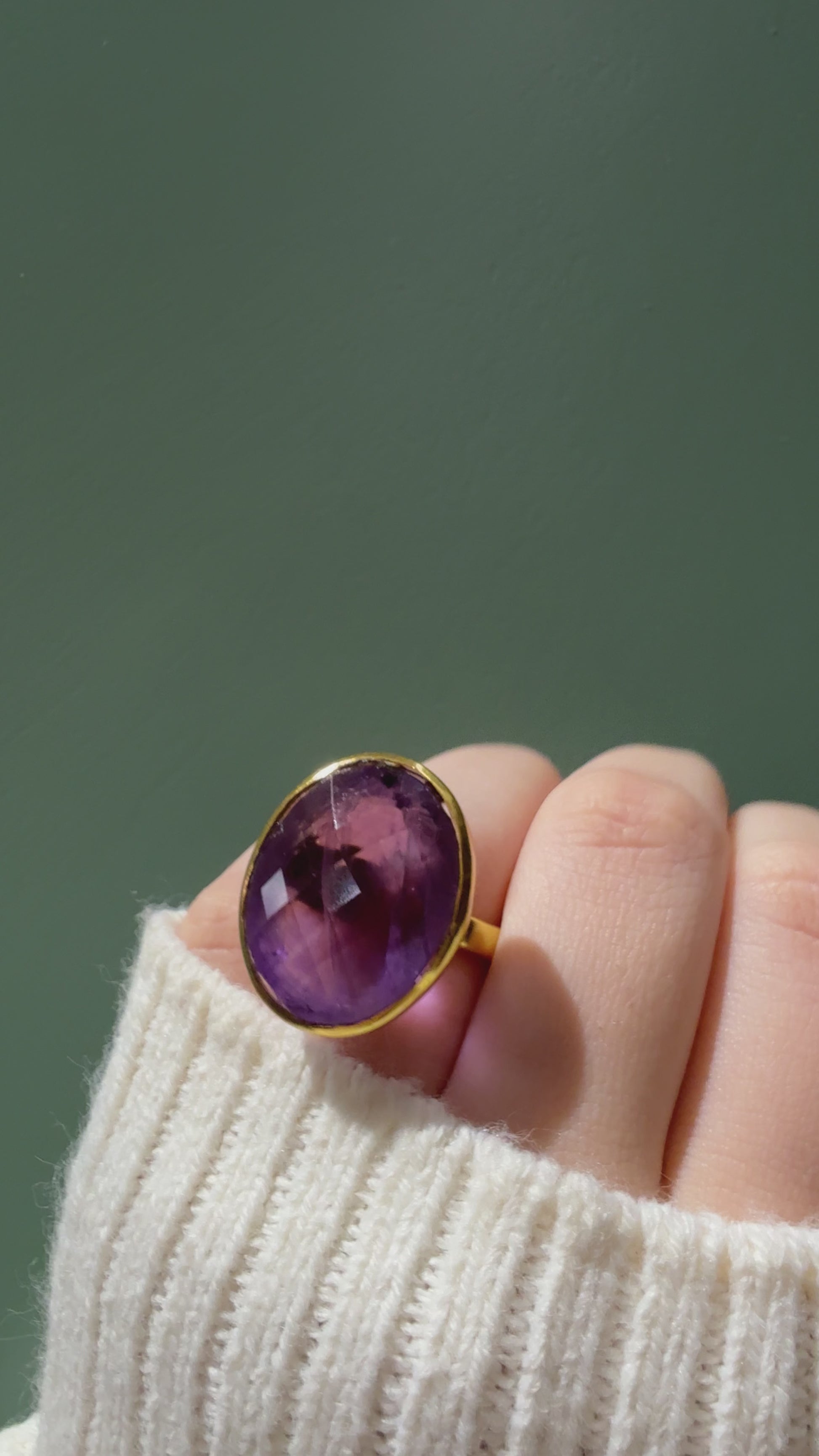 handmade Checker cut oval amethyst