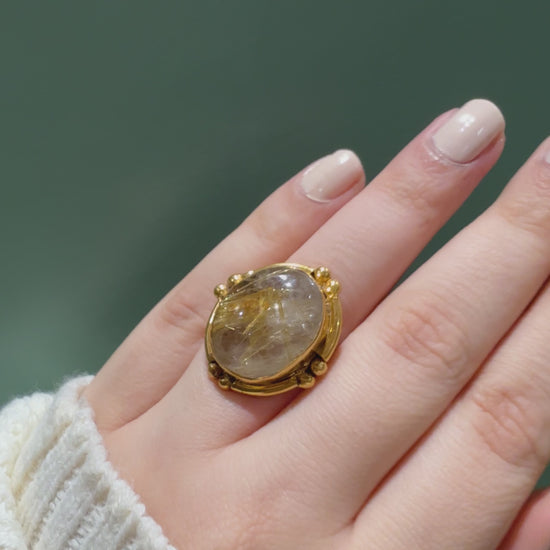 Handmade Golden rutilated quartz Rava Ring4