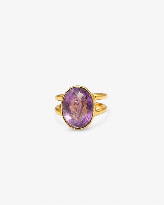 Handmade Checker Cut Oval Amethyst