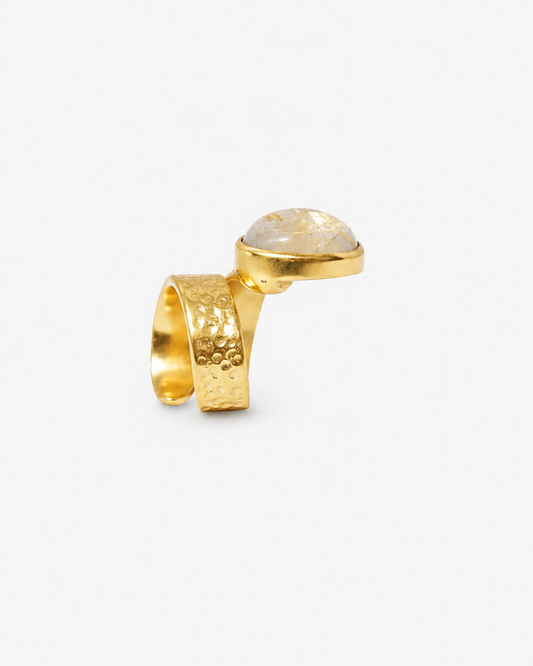 Handmade Golden Rutilated Quartz Cocktail Ring