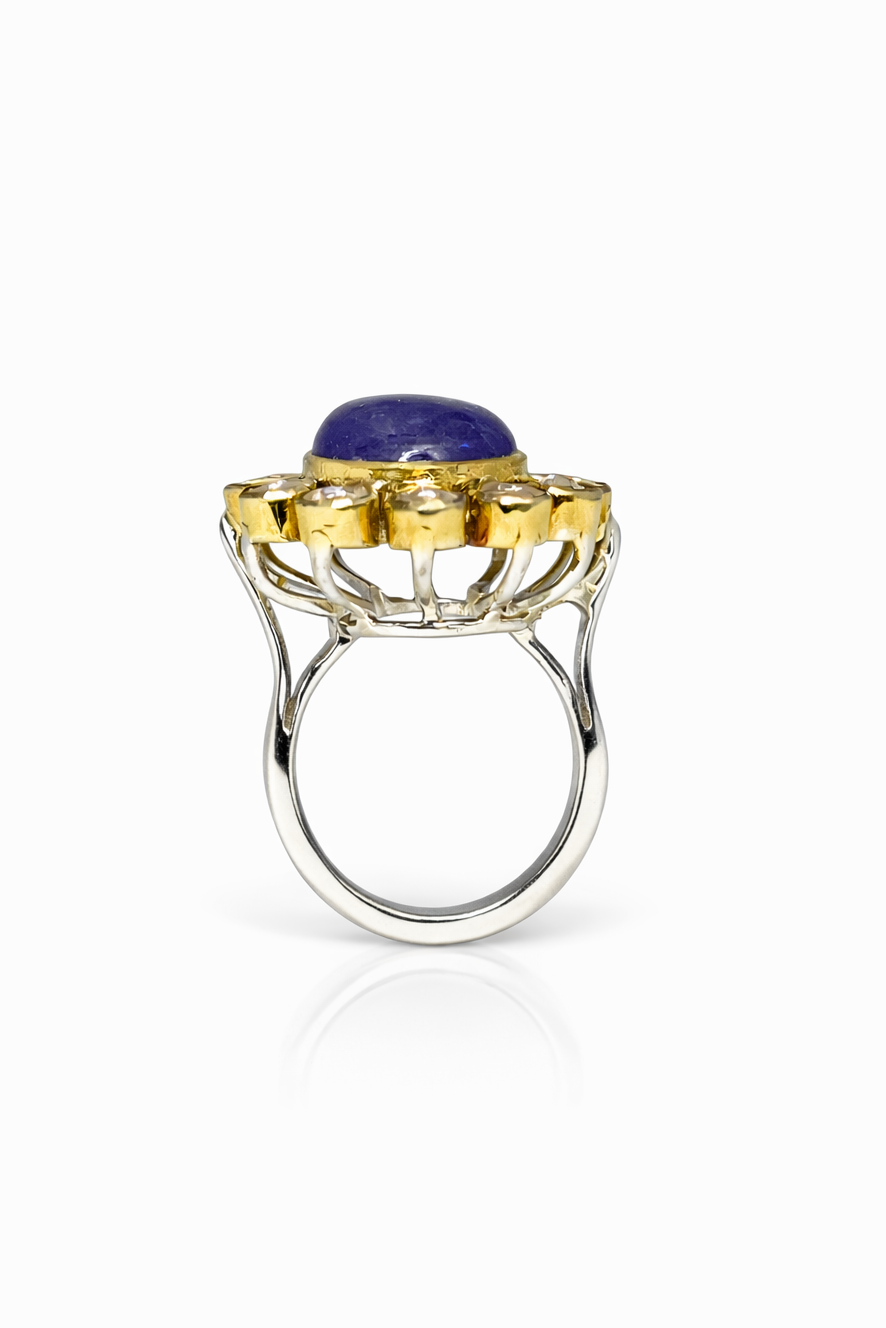 tanzanite Cabochon polki ring