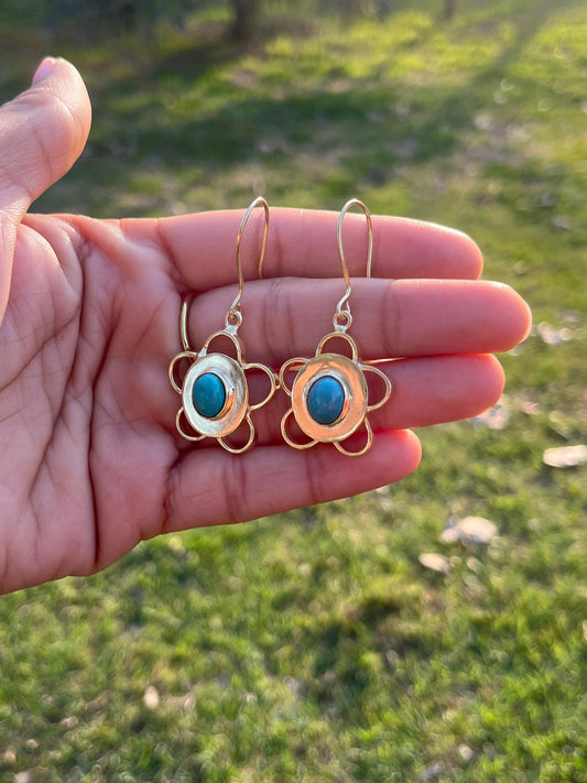 Handmade Turquoise Bloom Earring