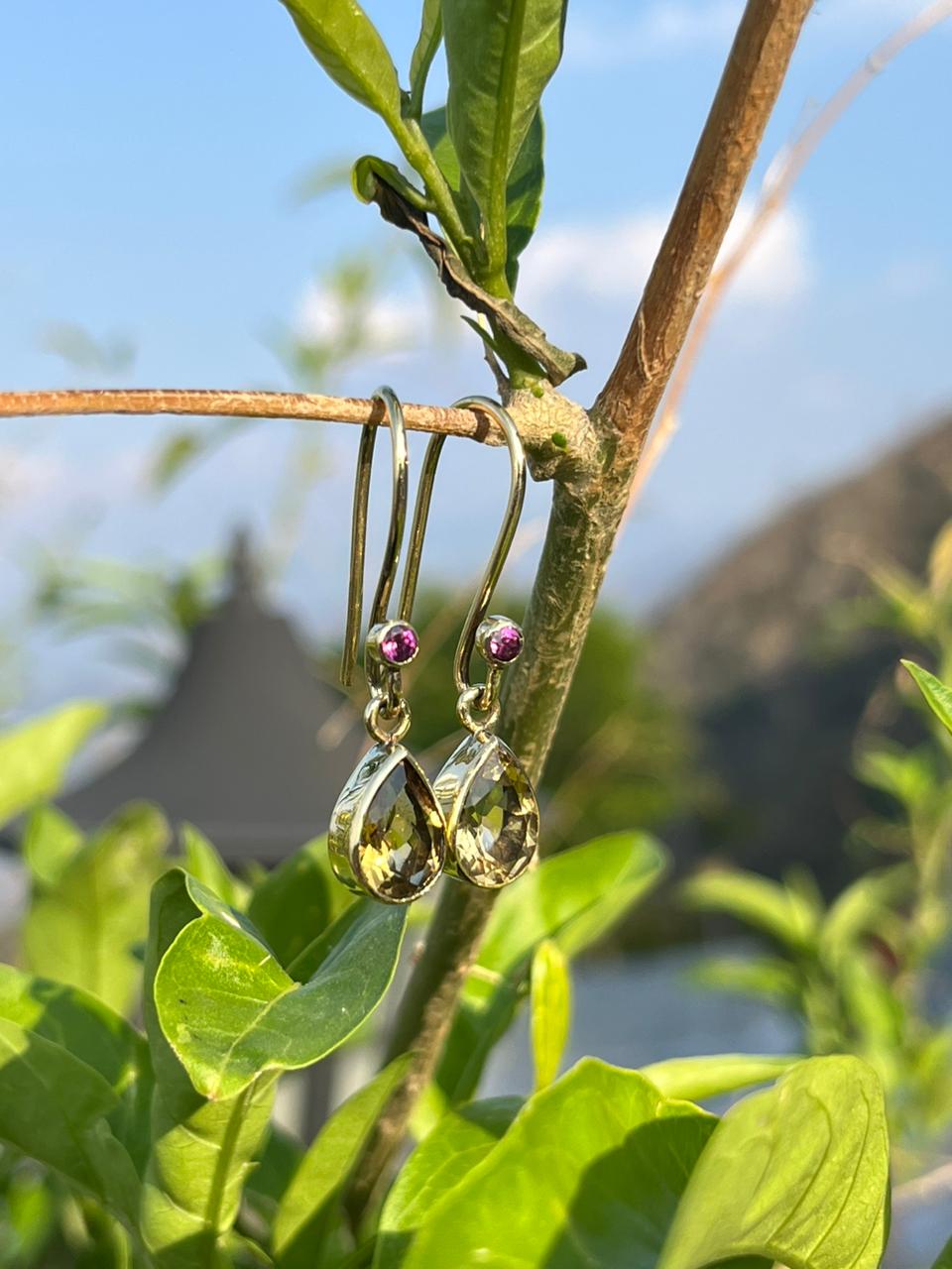 Handmade Whisky Quartz Drop Earrings